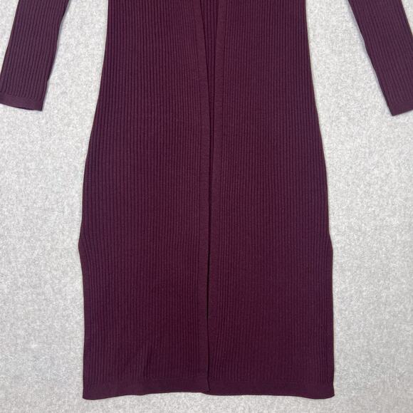 Theory 100% Merino Wool Long Ribbed Duster Cardigan in Cabernet Size Small - Picture 5 of 10